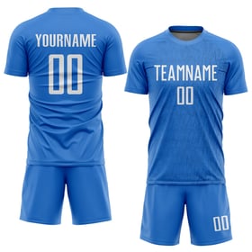 Maillot de football personnalisé bleu clair et blanc par sublimation