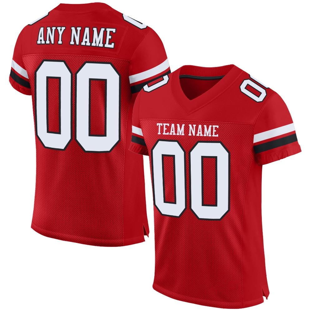 Authentic Jersey White-Black Red Football Custom Mesh