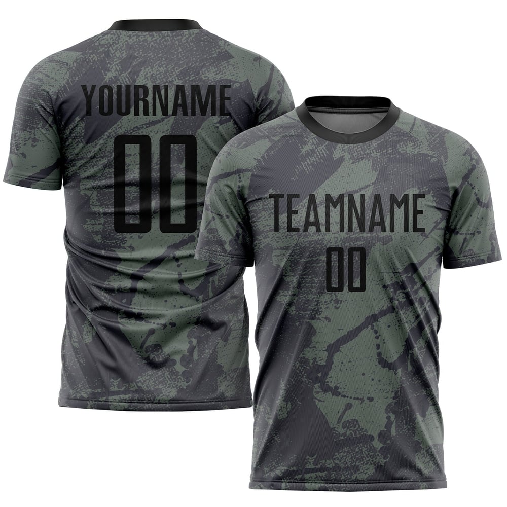 Uniform Olive Sublimation Soccer Service Black Custom Jersey Salute To