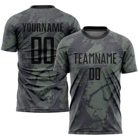 Uniform Olive Sublimation Soccer Service Black Custom Jersey Salute To