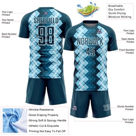 Sublimation Custom Geometric Shapes Jersey Uniform Soccer Navy Blue US White