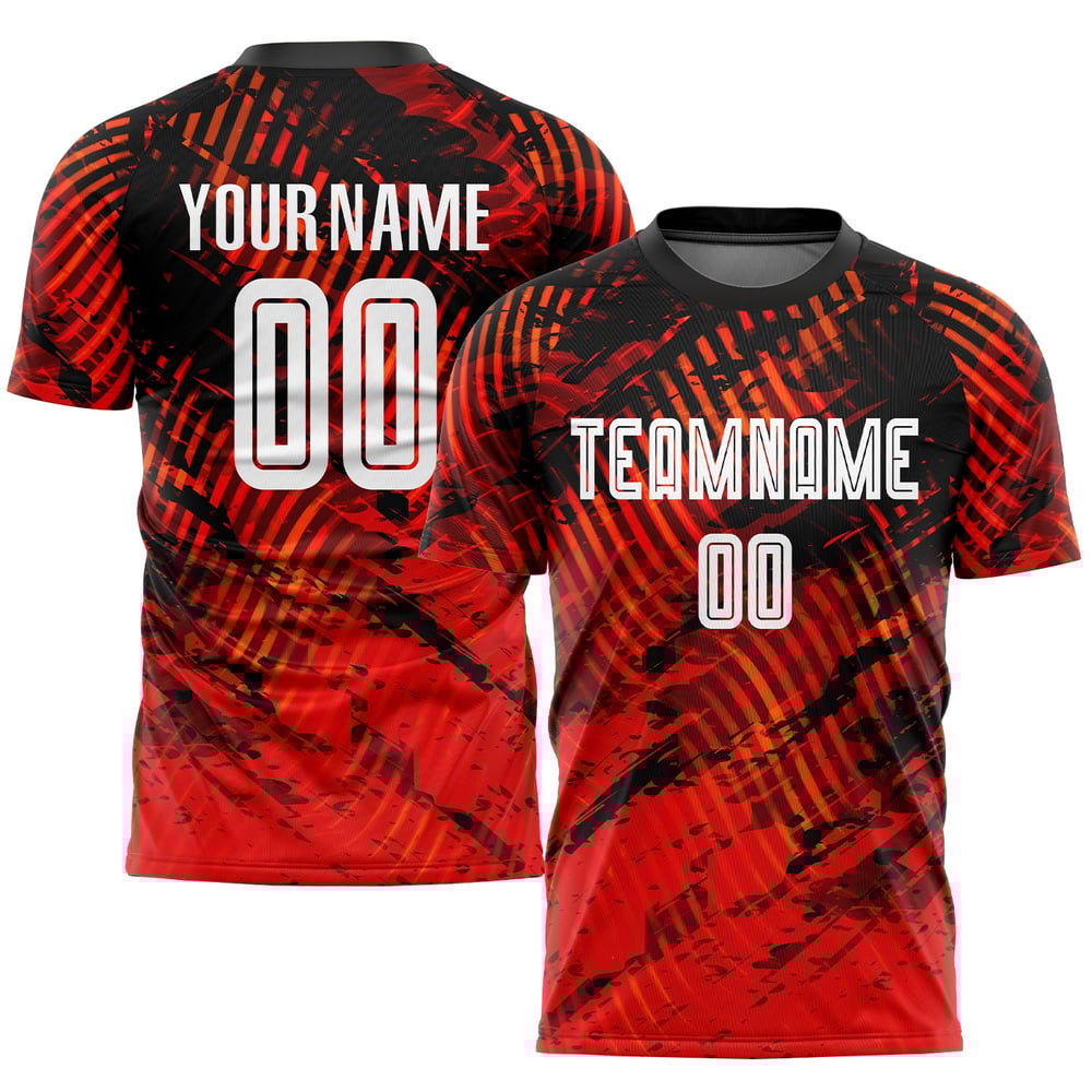 Jersey Red Custom Sublimation White-Black Soccer Uniform