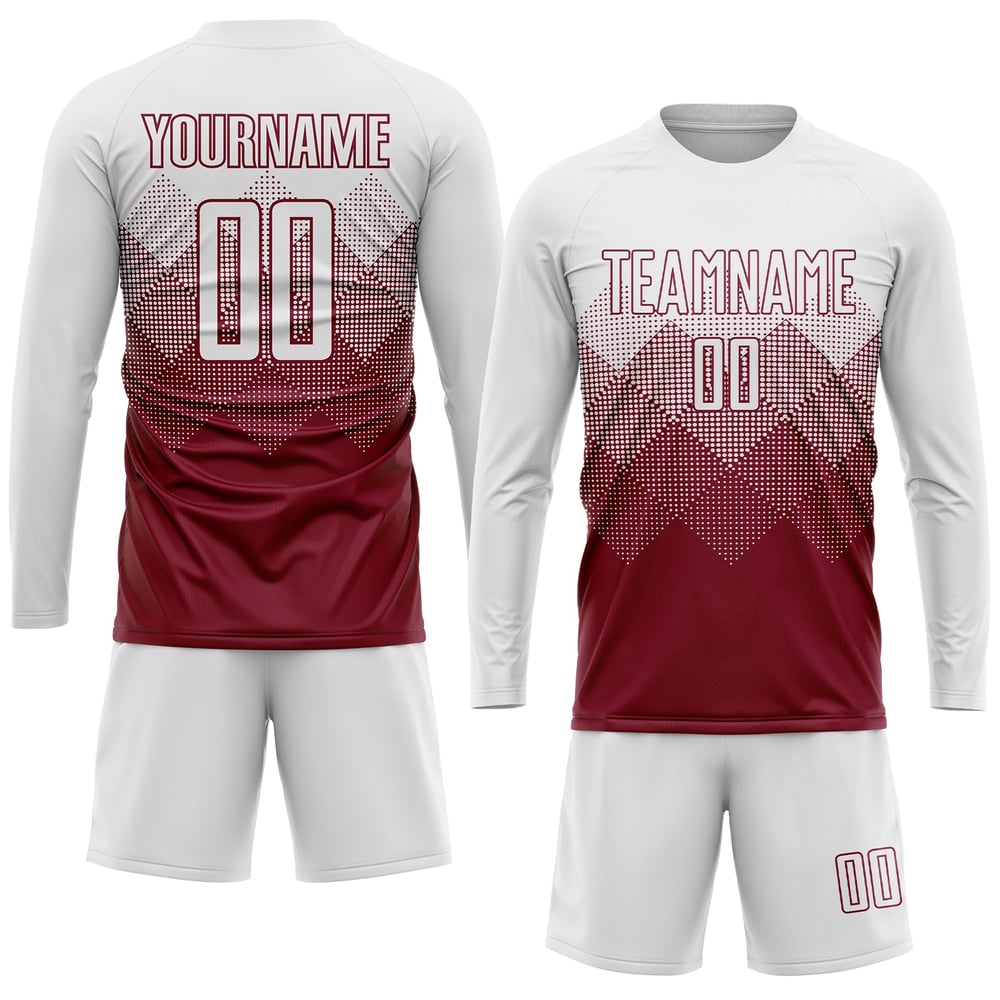 White Sublimation Custom Jersey Crimson Uniform Soccer