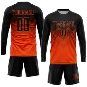 Black Gradient Custom Shape Orange Soccer Jersey Sublimation Square Uniform