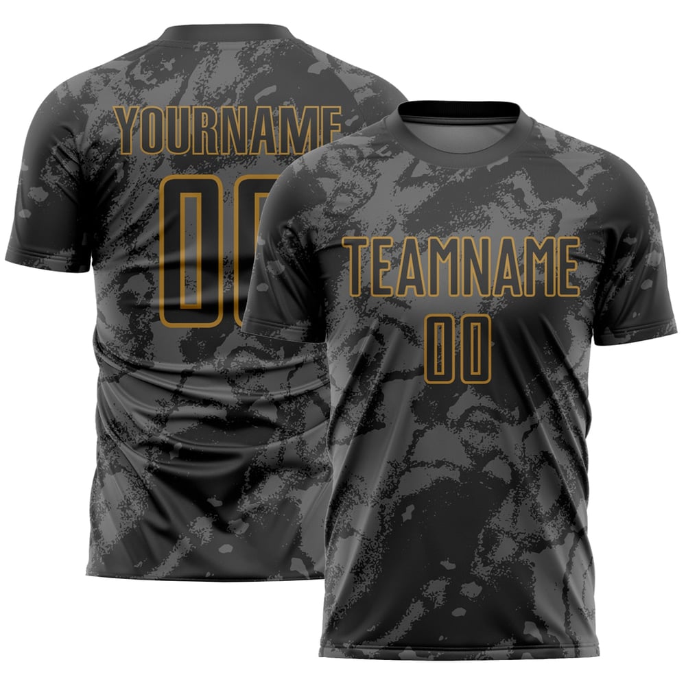 Soccer Abstract Black Art Jersey Gray-Old Gold Uniform Grunge Sublimation Custom