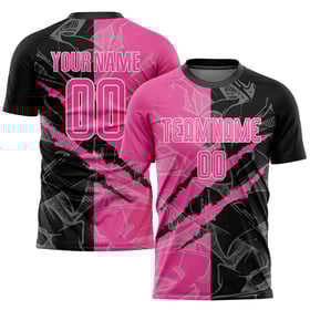 Soccer Jersey Pattern Sublimation Uniform Graffiti Black-White Scratch Custom Pink