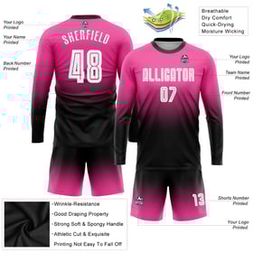Uniform Custom Fade White-Black Sleeve Jersey Long Sublimation Fashion Soccer Pink