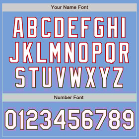 Camiseta de béisbol personalizada con raya azul degradado en blanco y rojo, ligera y auténtica.