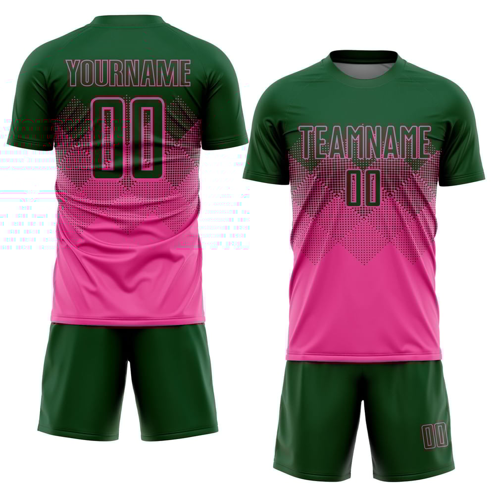 Maglia da calcio personalizzata con stampa a sublimazione rosa e verde