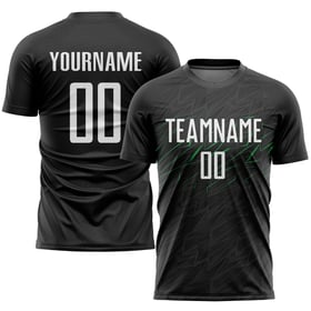 Soccer Black Custom Green Sublimation Jersey White-Neon Uniform