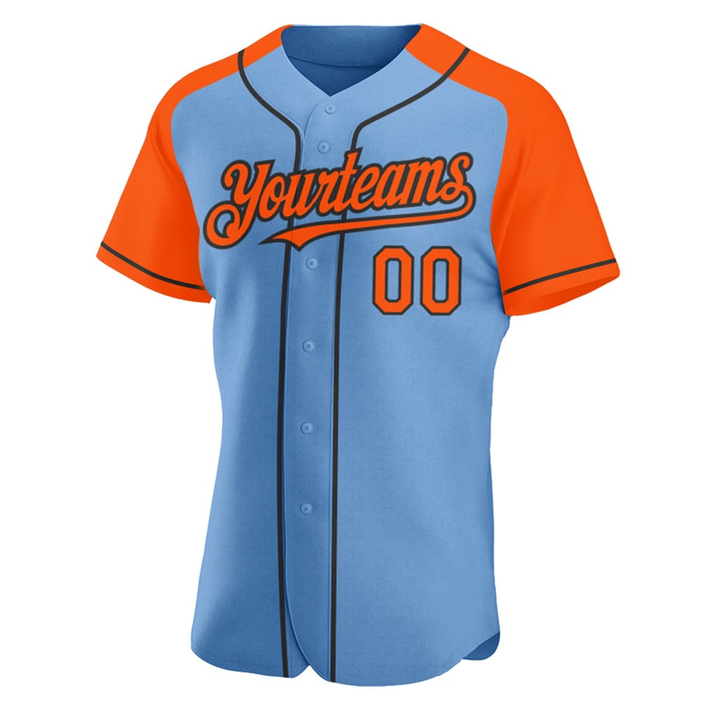 Blue Custom Baseball Sleeves Orange-Black Jersey Authentic Raglan Light