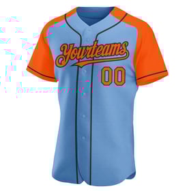 Blue Custom Baseball Sleeves Orange-Black Jersey Authentic Raglan Light