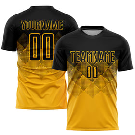 Custom Sublimation Uniform Black Gold Soccer Jersey
