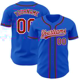 Camiseta de béisbol azul roja y blanca Thunder personalizada auténtica