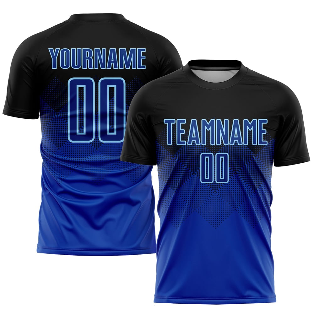 Uniform Soccer Blue Black Jersey Sublimation Custom Royal-Light