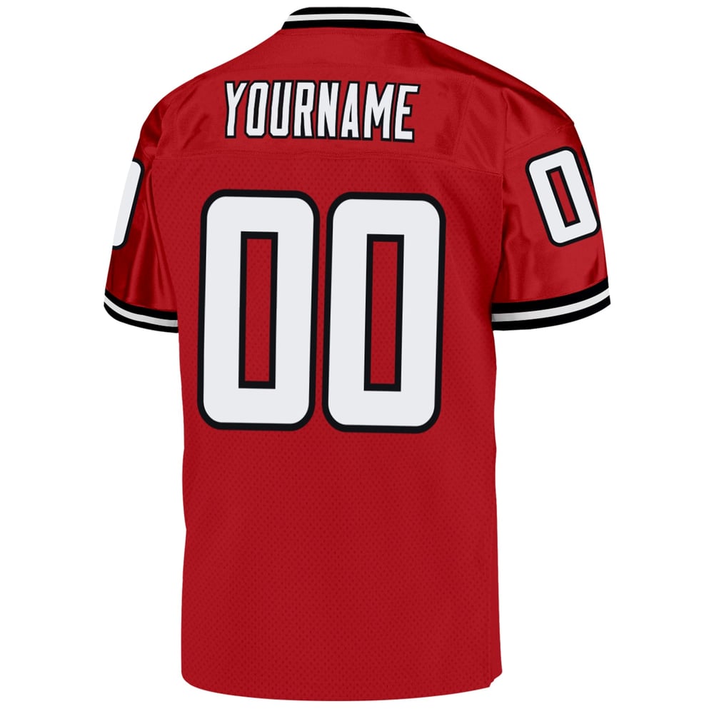 Throwback Football Red White-Black Jersey Authentic Mesh Custom