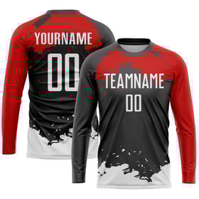 Jersey White-Red Uniform Black Sublimation Soccer Custom
