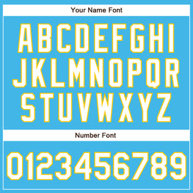 Camiseta de béisbol auténtica personalizada en blanco y amarillo, color azul cielo