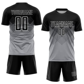 Uniform Light Gray Black-White Jersey Custom Sublimation Soccer