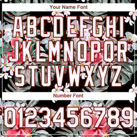 Camiseta auténtica de béisbol negra personalizada con diseño 3D blanco y rojo, estampado tropical, planta hawaiana