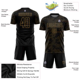Sublimation Custom Old Uniform Jersey Soccer Black Gold
