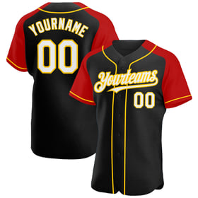 Sleeves Black Custom Red-Yellow White Authentic Jersey Raglan Baseball