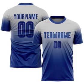 Fashion Custom Jersey Uniform Royal Fade Gray Soccer Sublimation