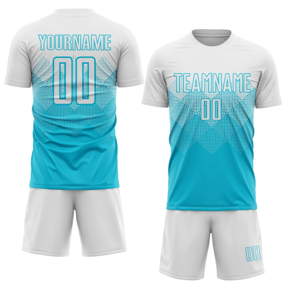 Vit Uniform Jersey Lakes Blue Sublimation Fotboll Anpassad