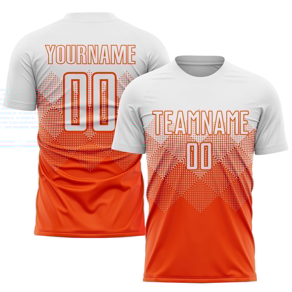 Custom White Sublimation Uniform Jersey Orange Soccer