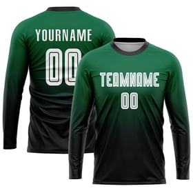 Custom Kelly Green Sublimation White-Black Jersey Soccer Fashion Uniform Fade