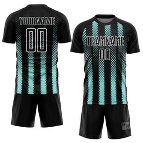 Form Uniform Custom Schwarz Fußball Eis Blau-Weiß Jersey Geometrische Sublimation