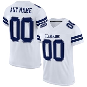 Navy-White Mesh Jersey Authentic Custom White Football
