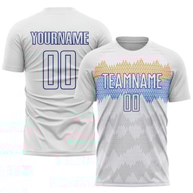 Vit Jersey Anpassad Sublimeringsuniform Fotboll Royal