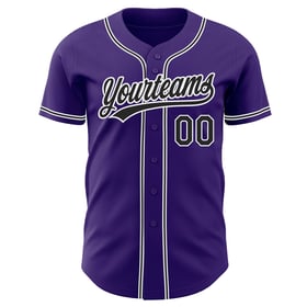 Maglia da baseball viola autentica nera e bianca personalizzata