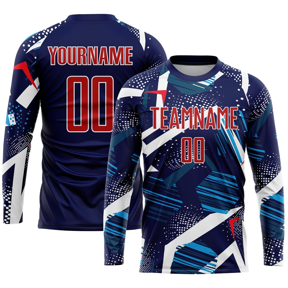Soccer Navy Uniform Custom Sublimation Jersey Red-White