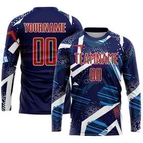 Soccer Navy Uniform Custom Sublimation Jersey Red-White
