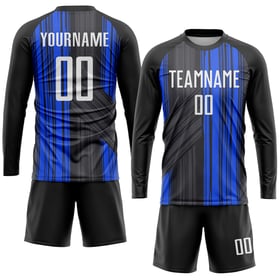 White-Royal Black Sublimation Jersey Soccer Custom Uniform