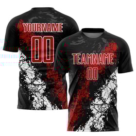 Sublimation Custom Black Red-White Jersey Uniform Soccer