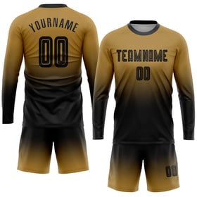Gold Fade Custom Fußball Lange Alte Sublimation Jersey Uniform Mode Schwarz