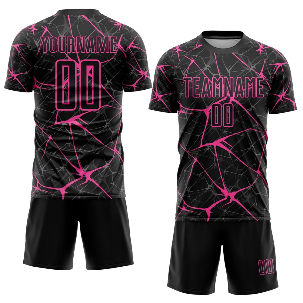 Sublimation Jersey Custom Uniform Pink Soccer Black