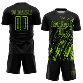 Camiseta de fútbol personalizada de sublimación de neón verde y negra
