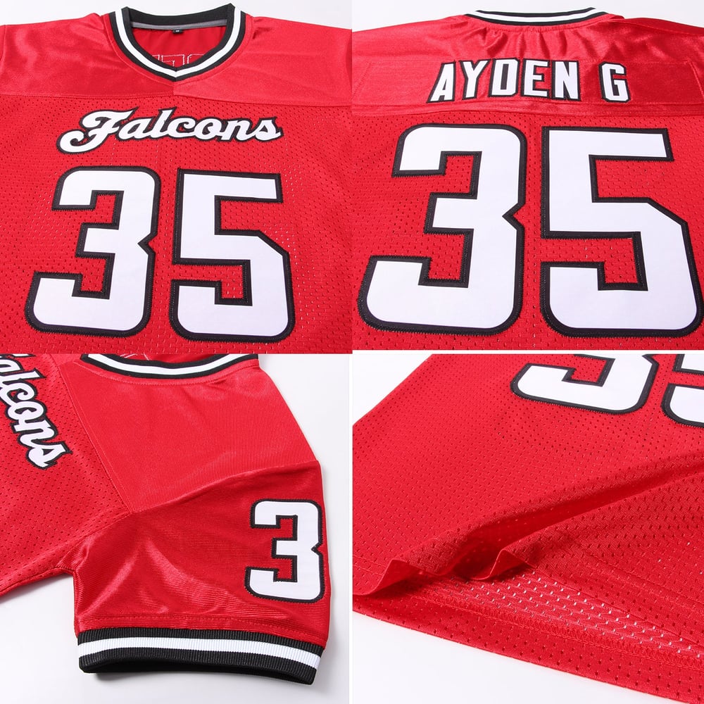 Throwback Football Red White-Black Jersey Authentic Mesh Custom