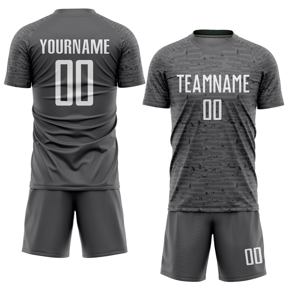 Maillot de football personnalisé gris acier et blanc par sublimation
