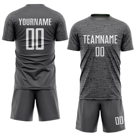 Maillot de football personnalisé gris acier et blanc par sublimation
