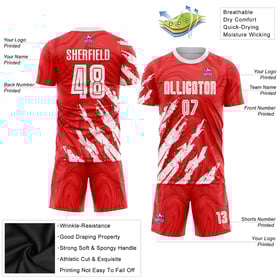 Sublimation Custom Jersey Soccer Red Uniform White