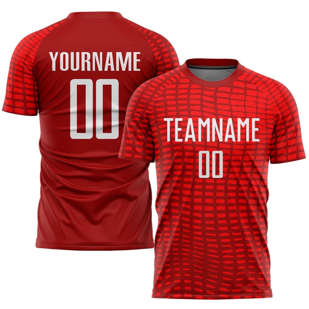 Maillot de football personnalisé à sublimation rouge et blanc