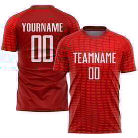 Maillot de football personnalisé à sublimation rouge et blanc