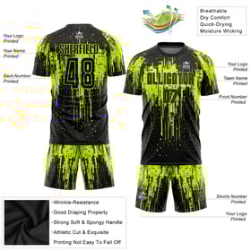 Jersey Sublimation Neon Green Uniform Custom Black Soccer