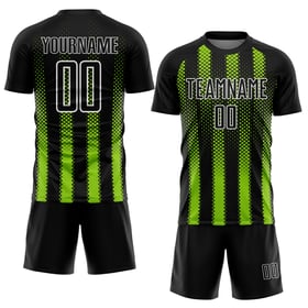 Geometrische Uniform Trikotform Schwarz Sublimation Fußball Custom Neon Grün-Weiß