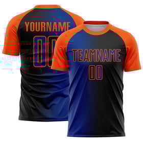Jersey Royal-Orange Custom Sublimation Schwarz Mode Gradienten Uniform Fußball